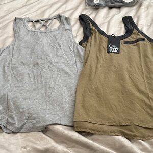Olive Green chaser Tank with Black Trim & Grey Crisscross Back Tank